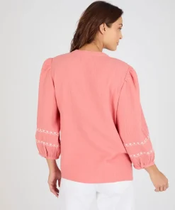 Blouse brodée en gaze de coton