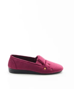 Chaussons brodés aspect velours