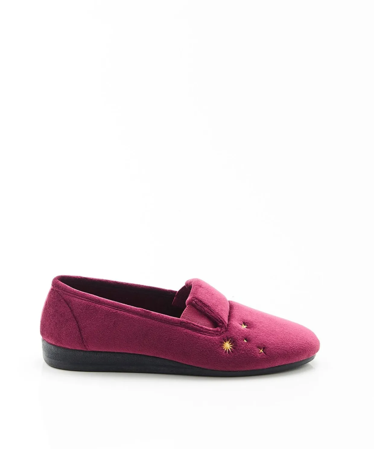 Chaussons brodés aspect velours