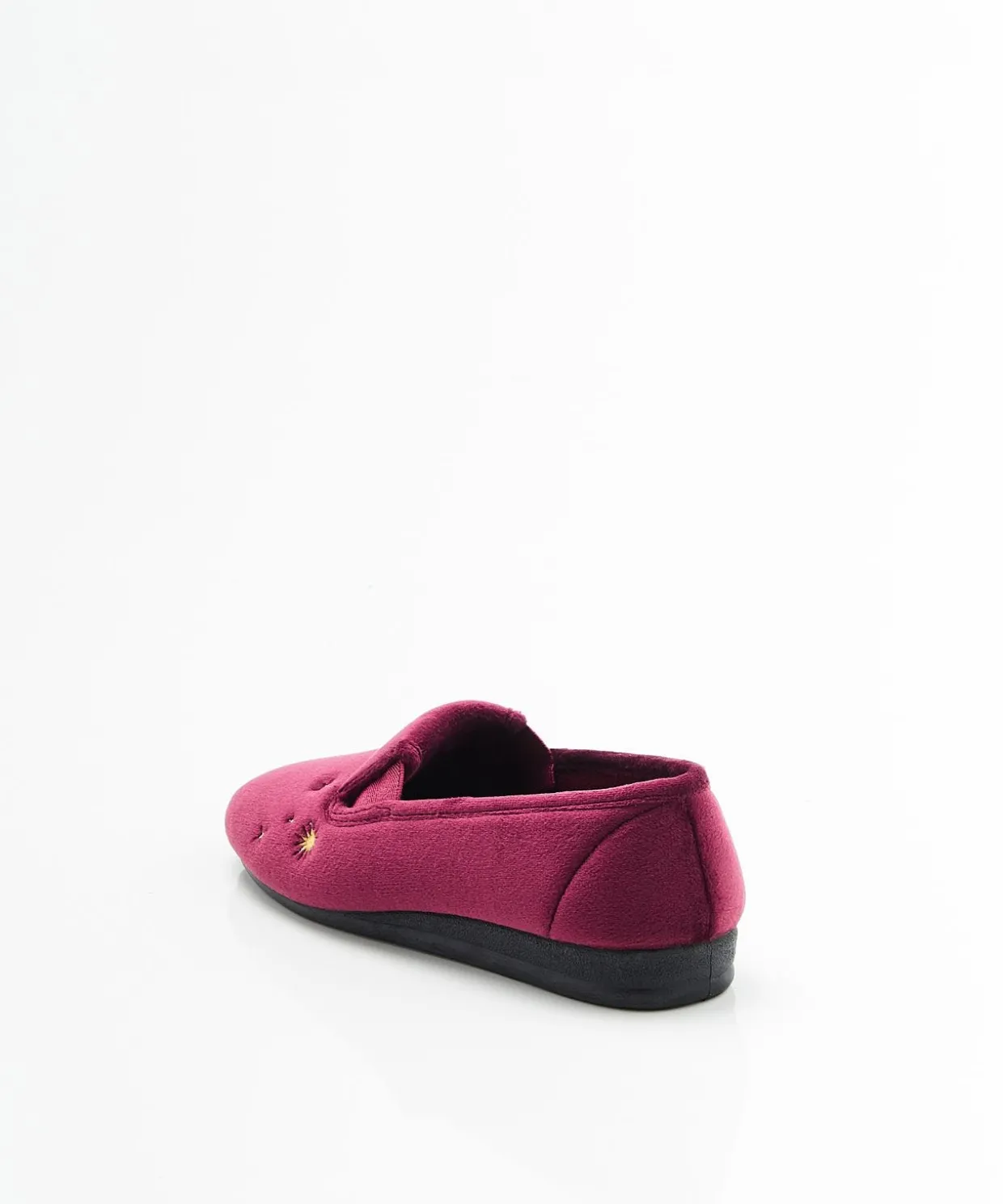 Chaussons brodés aspect velours