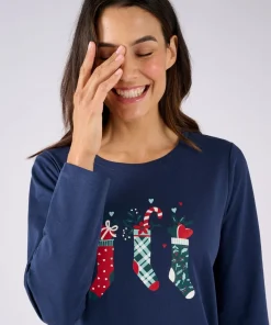 Chemise de nuit de Noël en maille jersey pur coton peigné