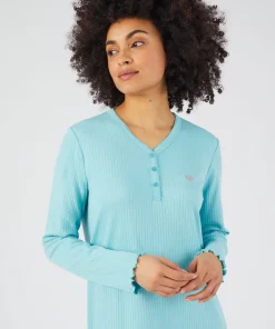 Chemise de nuit maille interlock côtelée douce et souple