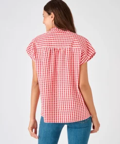 Chemisier manches courtes en tissu gaufré