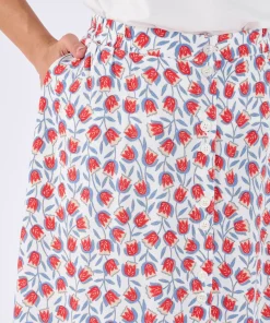 Jupe boutonnée imprimé tulipes