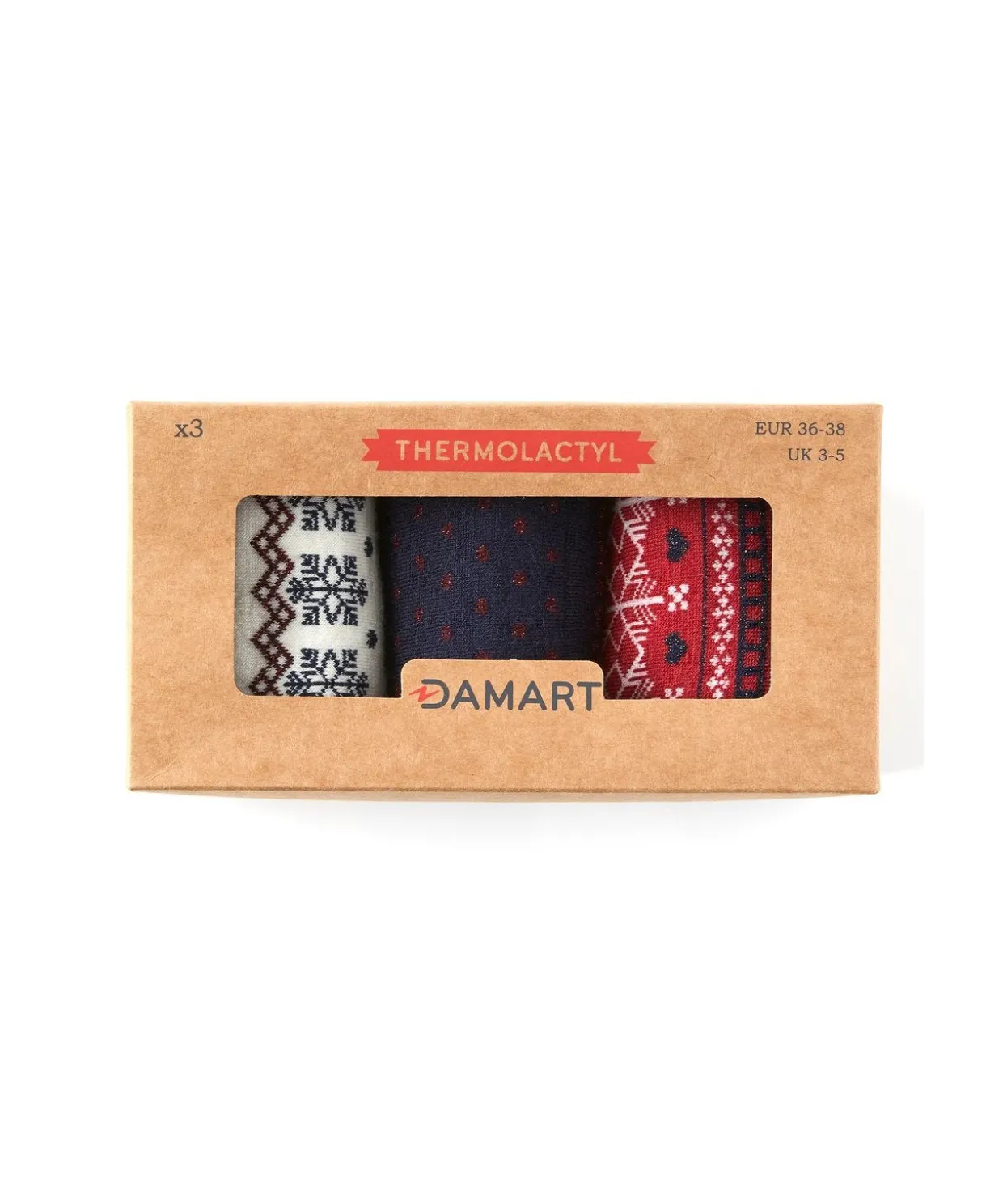 Lot de 3 paires de chaussettes maille fantaisie chaude Thermolactyl