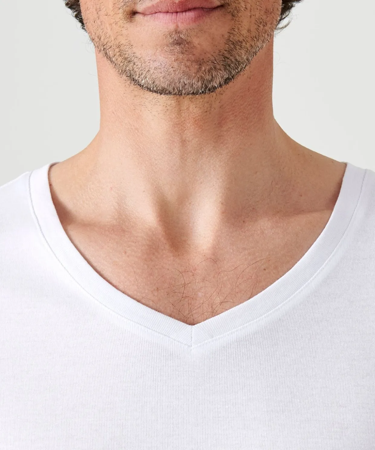 Lot de 2 t-shirts col V, manches courtes, Essential pur coton peigné