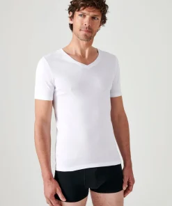 Lot de 2 t-shirts col V, manches courtes, Essential pur coton peigné