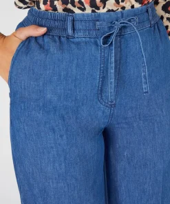 Pantalon large tissu chambray