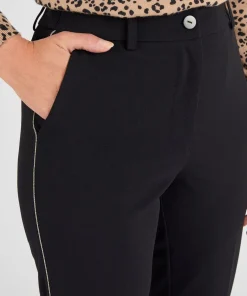 Pantalon maille crêpe stretch liserés côtés