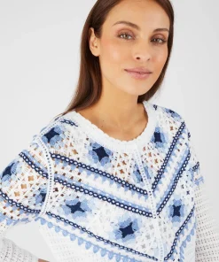 Pull maille crochet colorée
