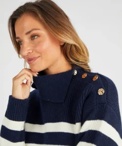Pull marinière épaule boutonnée.