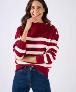 Pull marinière épaule boutonnée.