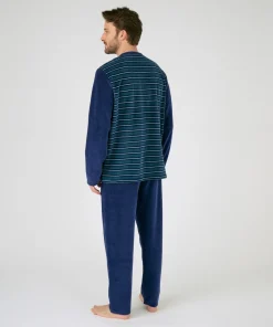 Pyjama velours rayé mélange coton