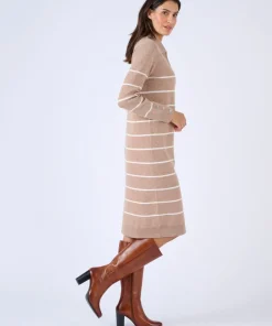 Robe-pull col polo rayée