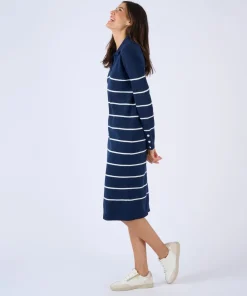 Robe-pull col polo rayée