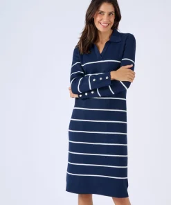 Robe-pull col polo rayée