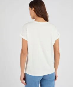 T-shirt bi-matière broderie anglaise