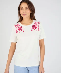 T-shirt brodé pur coton