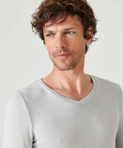 T-shirt col V manches longues fine côte Thermolactyl Sensitive