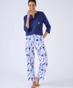 T-shirt de pyjama col tunisien en pur coton
