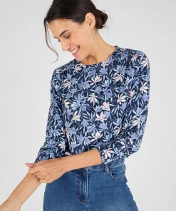 T-shirt maille chaude imprimé végétal