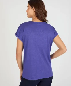 T-shirt mélange lin, détails tressés