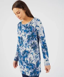 Tunique maille chaude imprimé fleuri