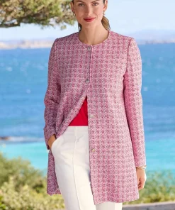 Veste longue effet tweed fils brillants