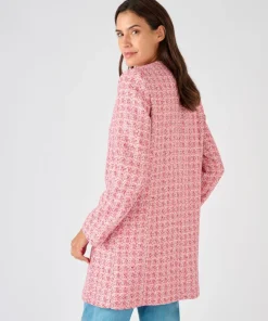 Veste longue effet tweed fils brillants